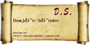 Domján Sándor névjegykártya