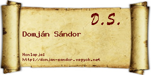 Domján Sándor névjegykártya